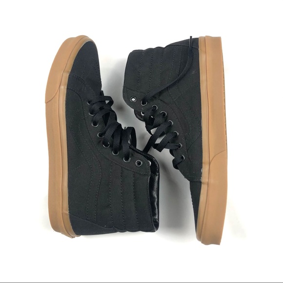 all black vans with gum sole